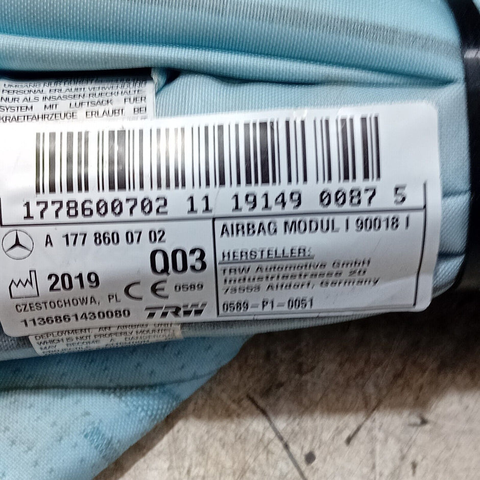 2017-2019 C117 MERCEDES CLA CURTAIN BAG RH DRIVER SIDE 4 DOOR SALOON 1178601202