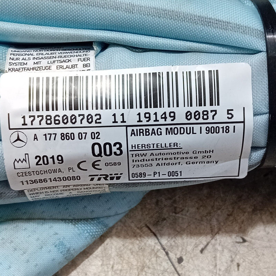 2017-2019 C117 MERCEDES CLA CURTAIN BAG RH DRIVER SIDE 4 DOOR SALOON 1178601202