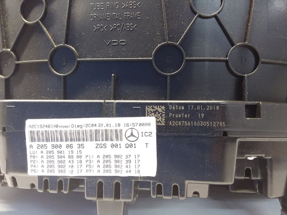 MERCEDES C-CLASS SPEEDOMETER INSTRUMENT CLUSTER W205 A2059000635 FM0027 2018