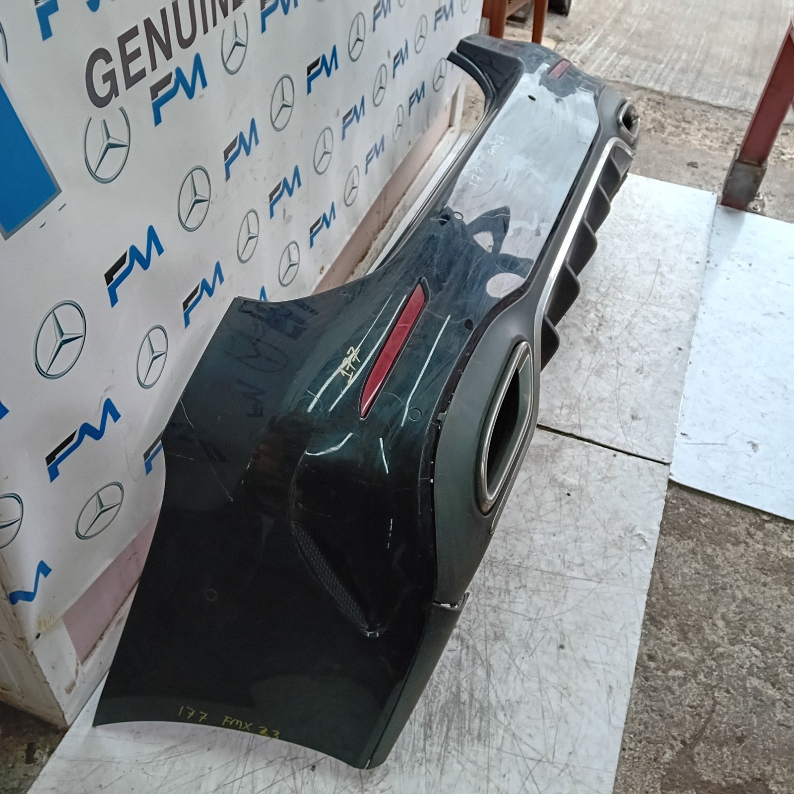 MERCEDES BENZ  A-CLASS W177 REAR BUMPER 2018 A1778800002 BLACK COMPLETE FMX23