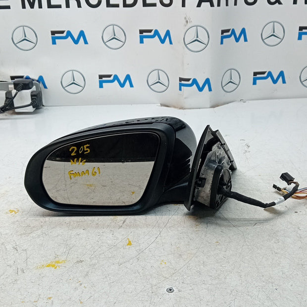 MERCEDES C-CLASS W205 PASSENGER WING MIRROR NS BLACK 2014 PL A2058104702 FMM61