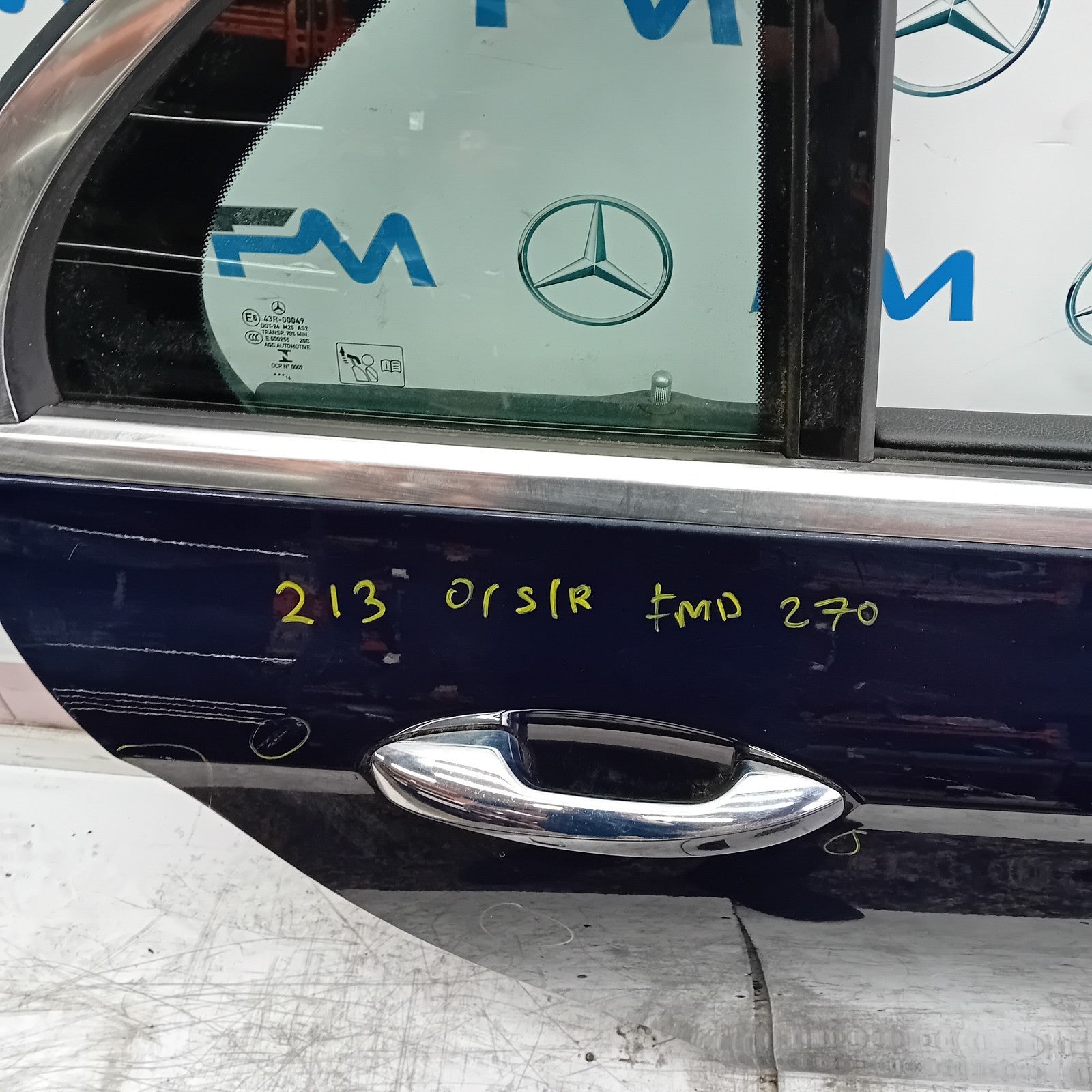 MERCEDES E-CLASS W213 SLN DRIVER REAR DOOR OSR BLUE 2016 ON COMPLETE FMD270