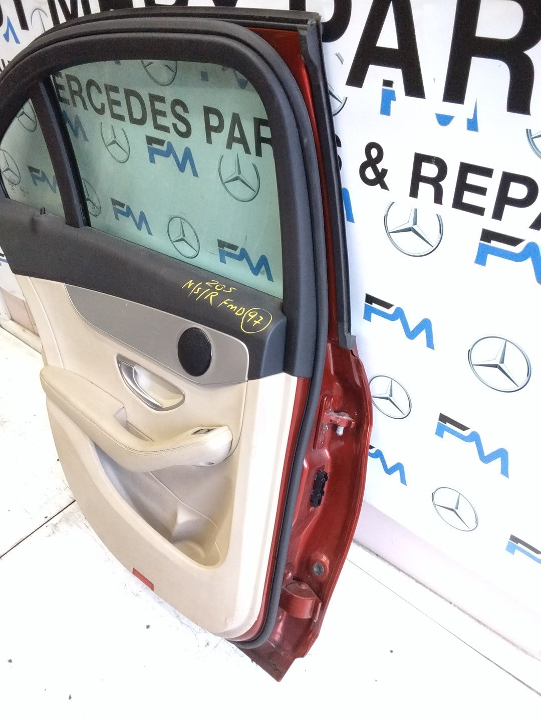MERCEDES BENZ  C-CLASS W205 PASSENGER SIDE REAR DOOR N/S/R COMPLETE RED FMD97