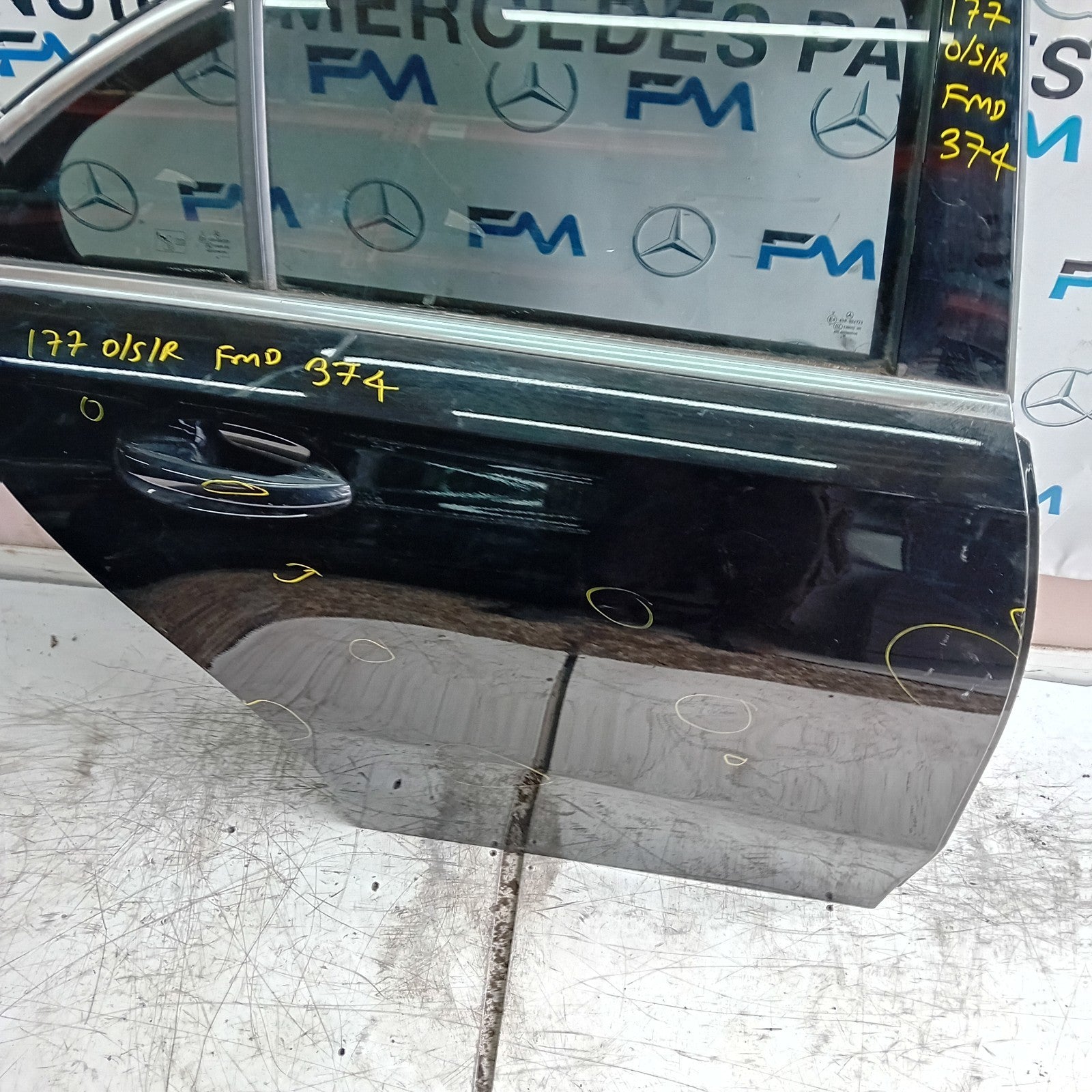 MERCEDES A-CLASS W177 DRIVER REAR DOOR OSR BLACK 2018 ON COMPLETE FMD374
