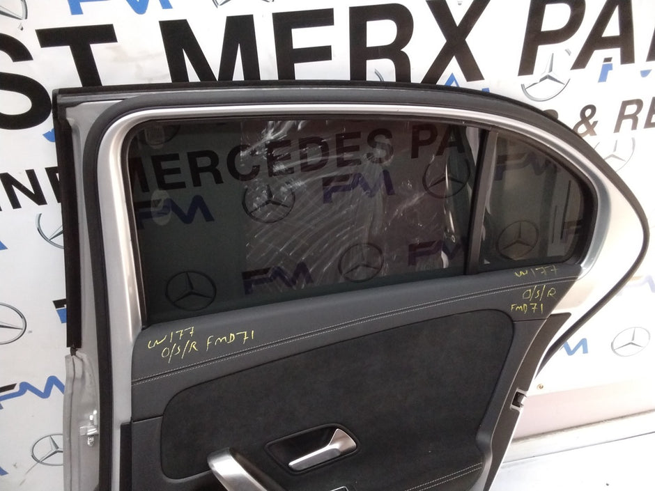 MERCEDES BENZ A-CLASS W177 DRIVER SIDE REAR DOOR O/S/R COMPLETE SILVER FMD71