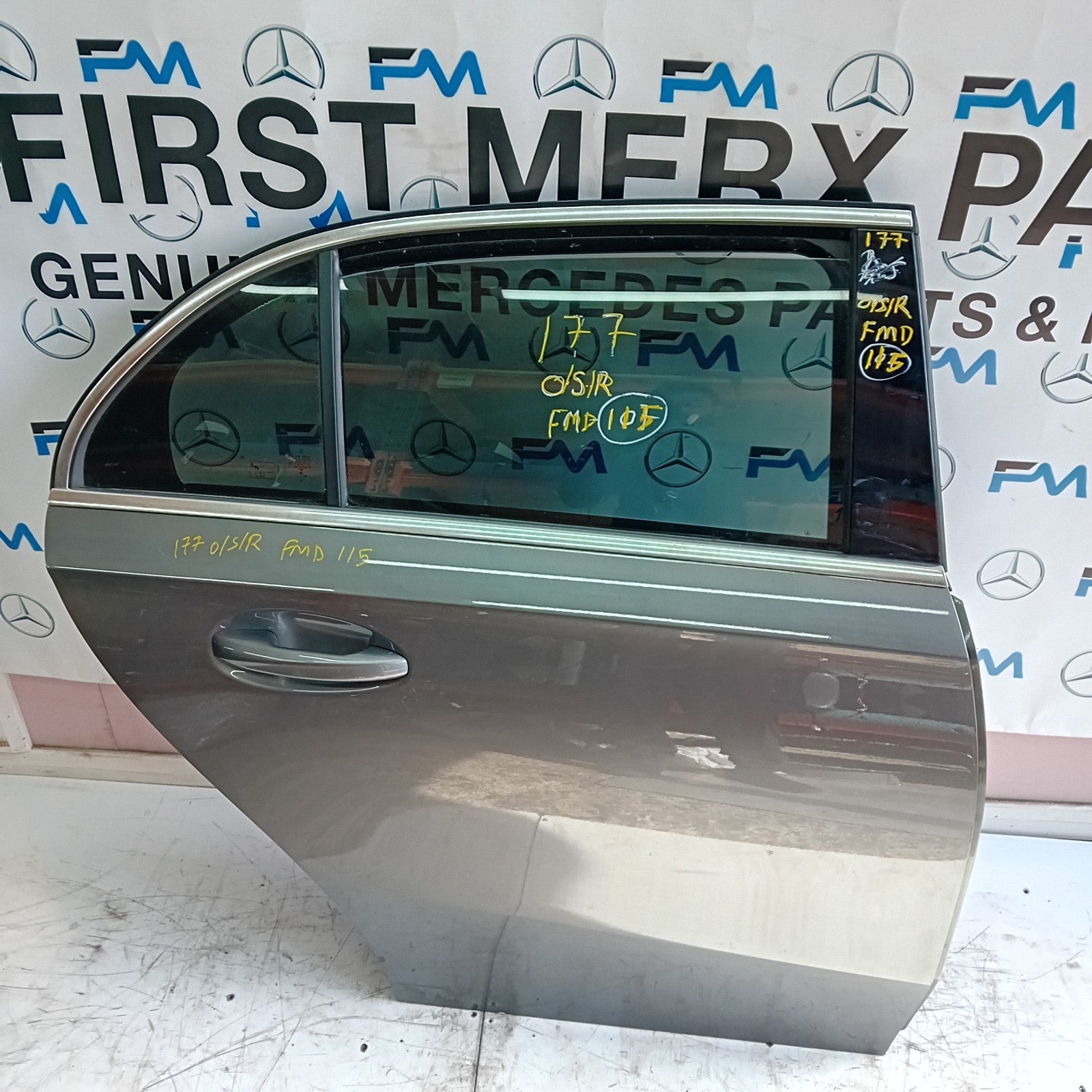 MERCEDES  A-CLASS W177 DRIVER SIDE REAR DOOR N/S/R COMPLETE GREY FMD115