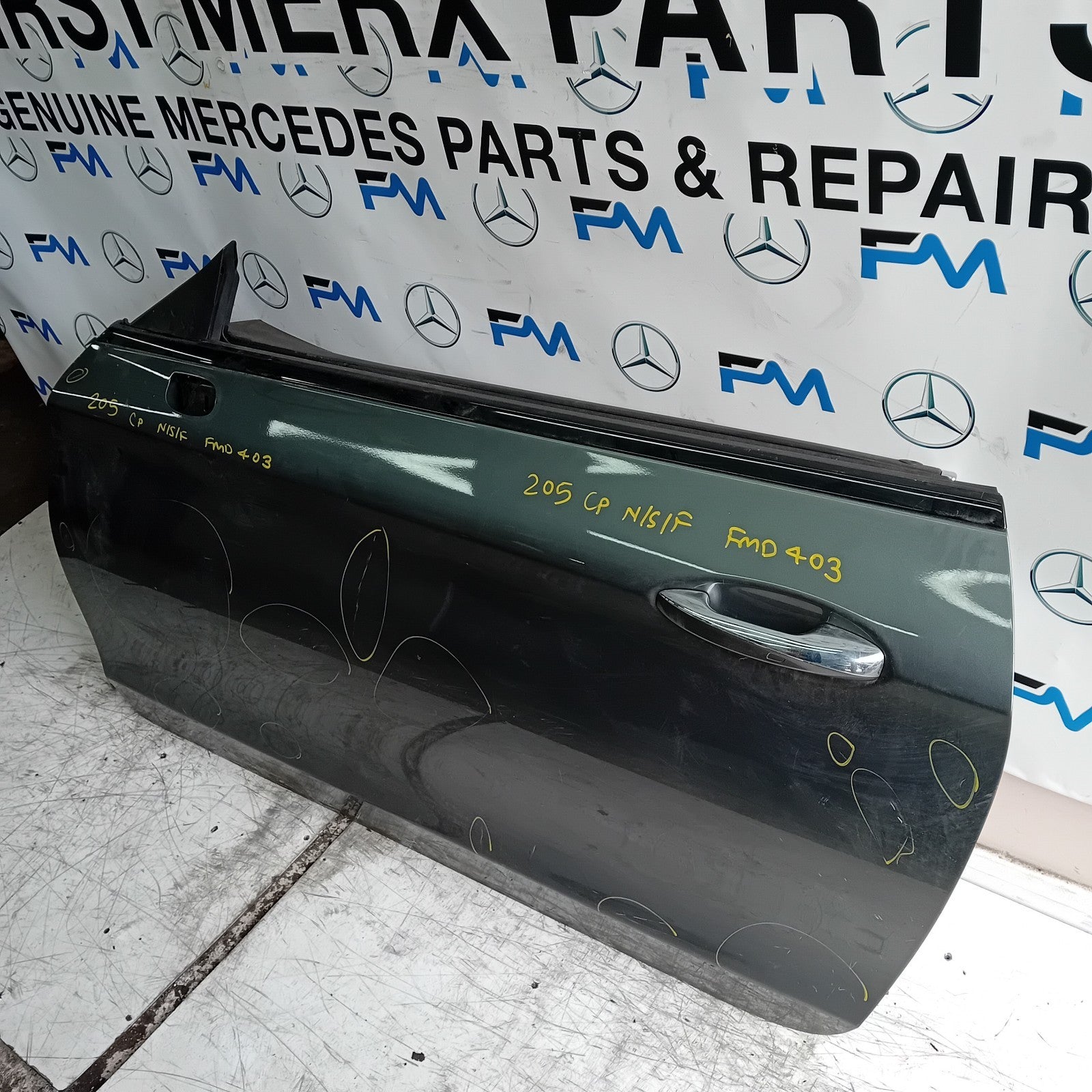 MERCEDES C-CLASS C205 CP PASSENGER FRONT DOOR NSF 2016 ON GREY COMPLETE FMD403