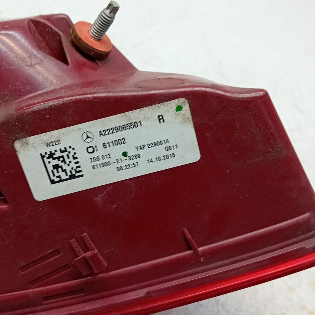 MERCEDES S-CLASS W222 DRIVER RIGHT OS REAR TAIL LIGHT A2229065501 FMT254