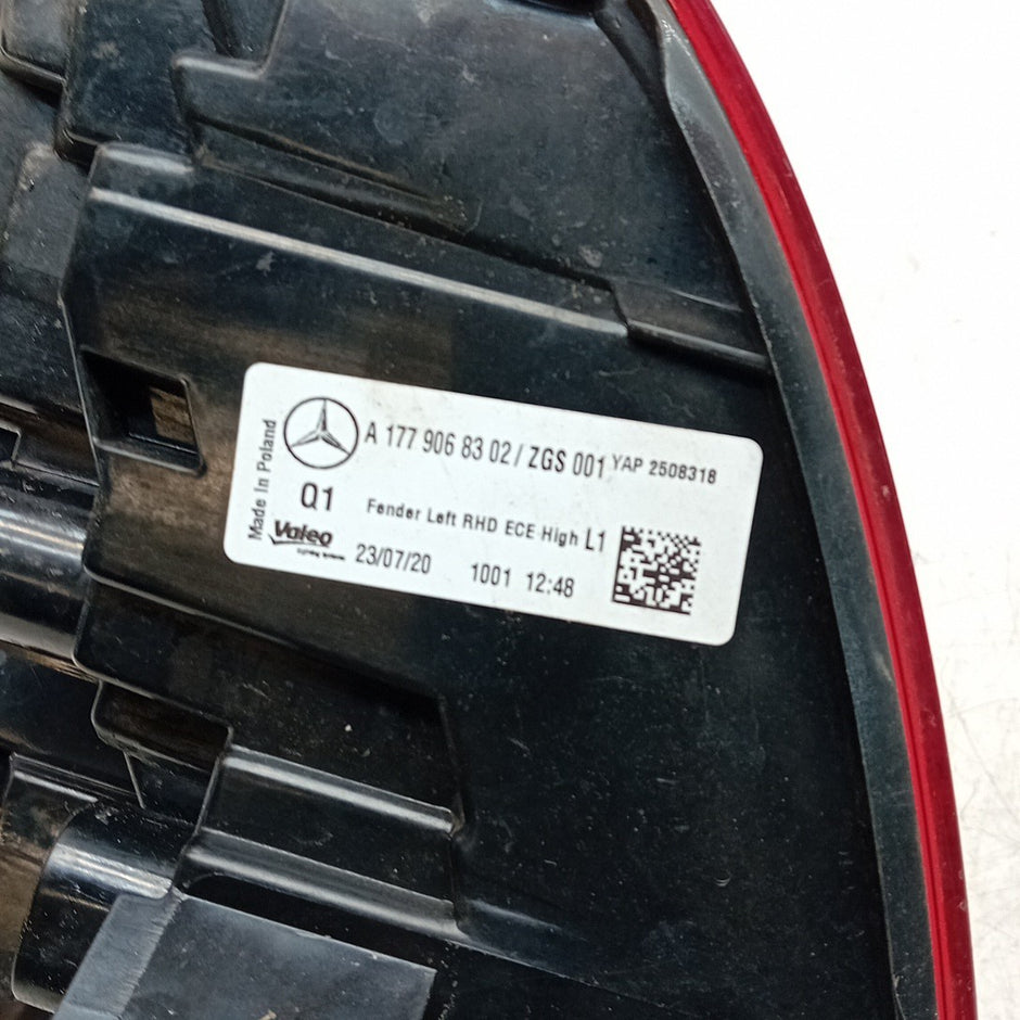 MERCEDES A-CLASS W177 PASSENGER LEFT REAR TAIL LIGHT A1779068302 2020 FMT296