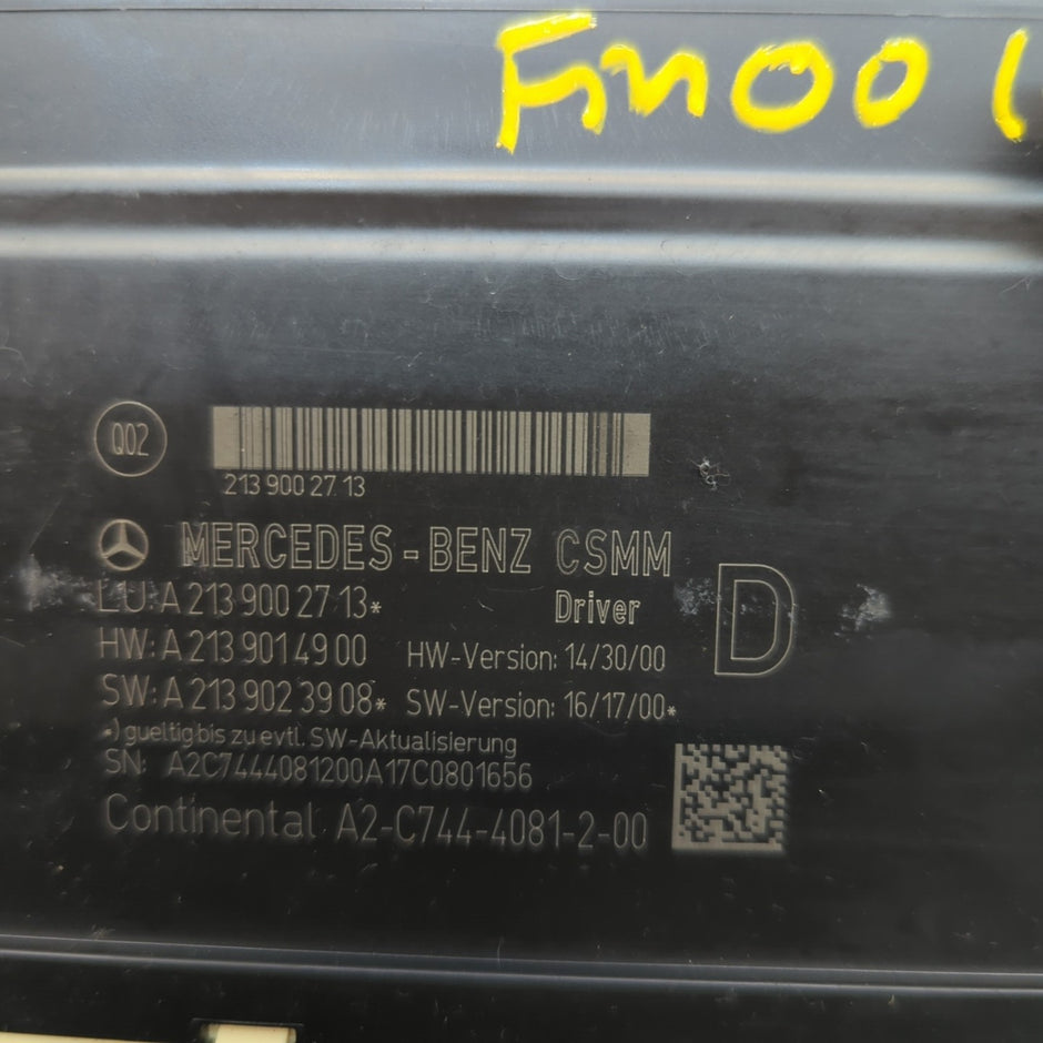 MERCEDES E CLASS W213 FRONT RIGHT SEAT CONTROL MODULE A2139002713 FM001424