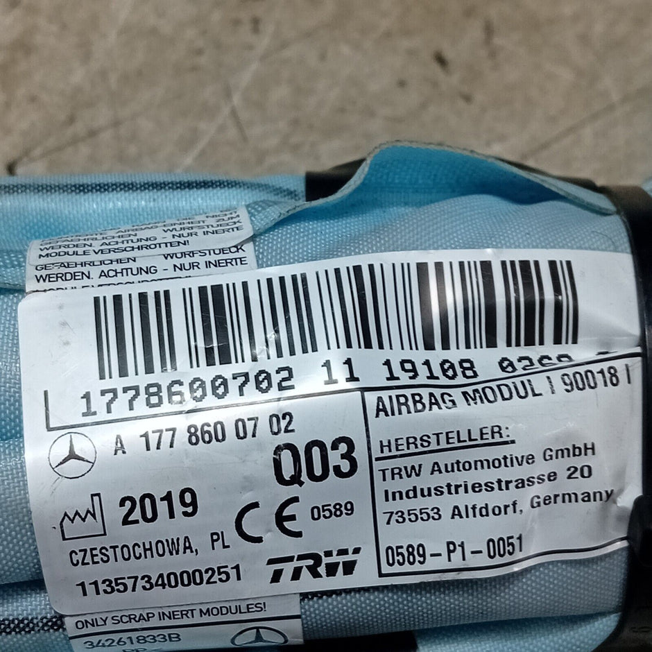 2018-23 MERCEDES A CLASS W177 CURTAIN AIRBAG PASSENGER SIDE LEFT A1778600702