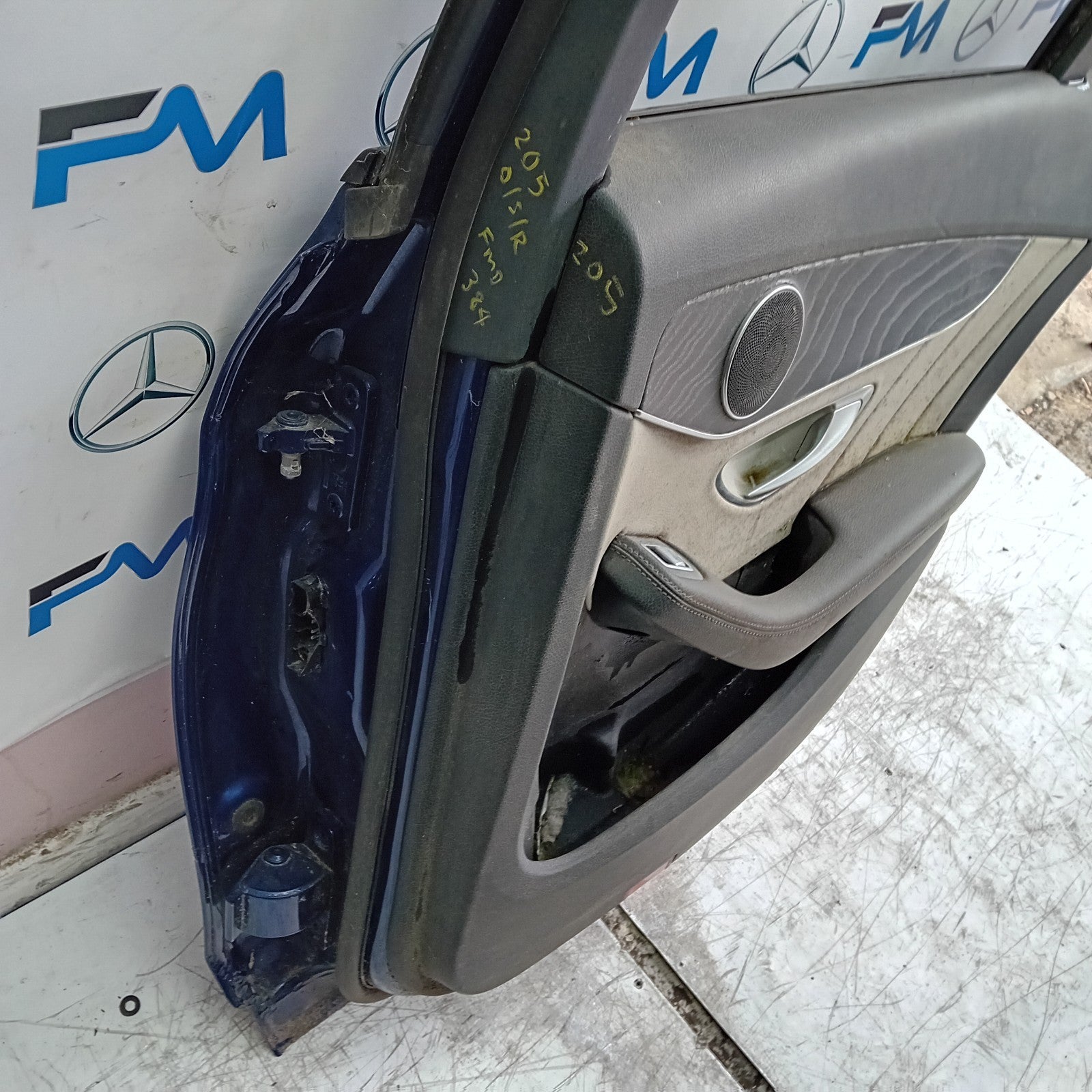 MERCEDES C-CLASS W205 DRIVER REAR DOOR NSR 2014 ON BLUE COMPLETE FMD384