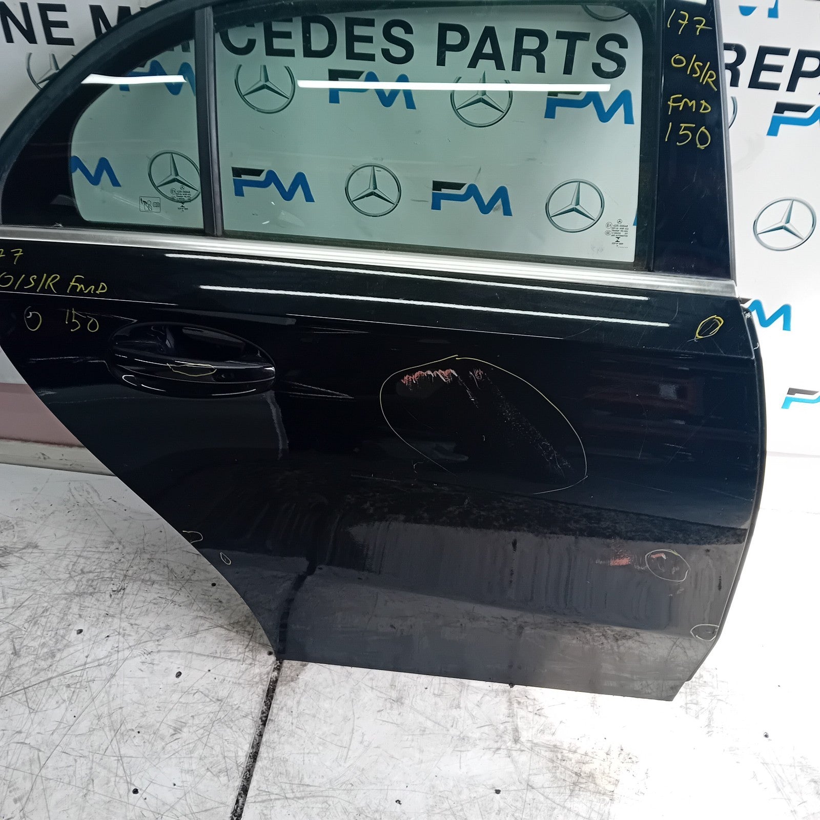 MERCEDES BENZ A-CLASS W177 DRIVER SIDE REAR DOOR O/S/R BLACK  COMPLETE FMD150