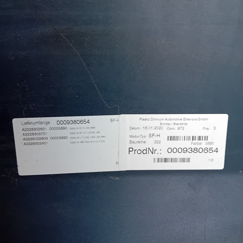 MERCEDES BENZ S-CLASS W222 SALOON REAR BUMPER BLUE 2014 ON A2228802601 FMX135