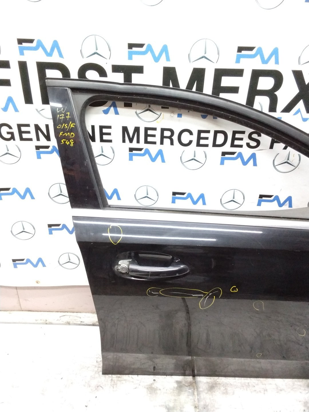 MERCEDES BENZ  A-CLASS W177  DRIVER FRONT DOOR OSF BLACK 2018-22 FMD548