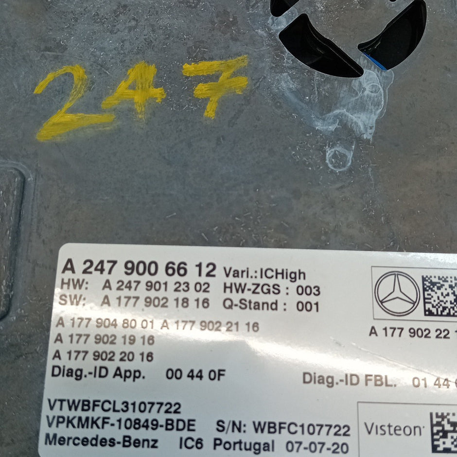 MERCEDES B-CLASS W247 INSTRUMENT CLUSTER CONTROL MODULE A2479006612 FM001339