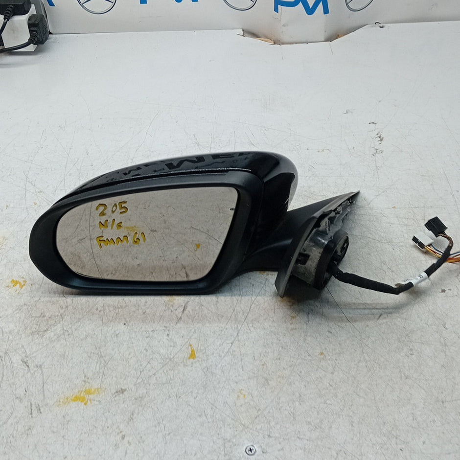MERCEDES C-CLASS W205 PASSENGER WING MIRROR NS BLACK 2014 PL A2058104702 FMM61