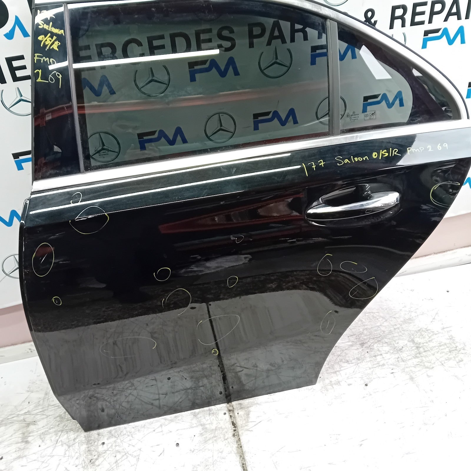 MERCEDES A-CLASS W177 SLN DRIVER REAR DOOR OSR BLACK 2018 ON COMPLETE FMD269