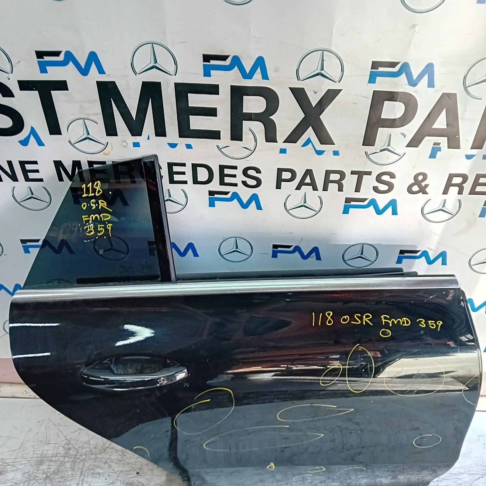 MERCEDES BENZ CLA W118 DRIVER REAR DOOR OSR 2019 ON BLACK COMPLETE FMD359