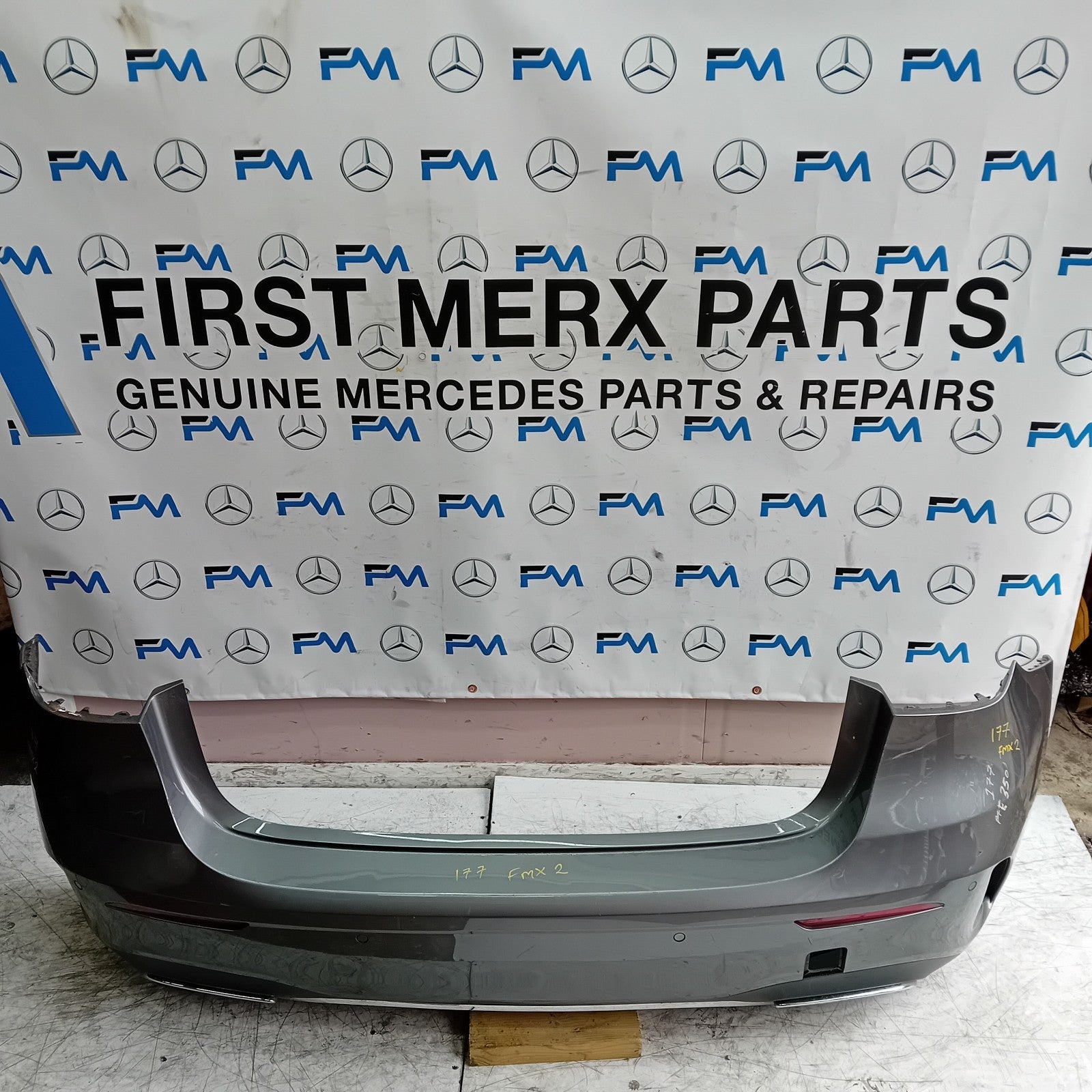 MERCEDES BENZ  A-CLASS W177 REAR BUMPER A1778804506 GREY 2018 COMPLETE FMX2