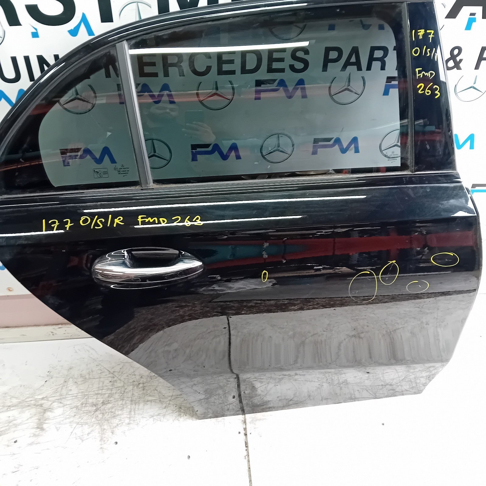 MERCEDES A-CLASS W177 SLN DRIVER REAR DOOR OSR BLACK 2018 ON COMPLETE FMD263