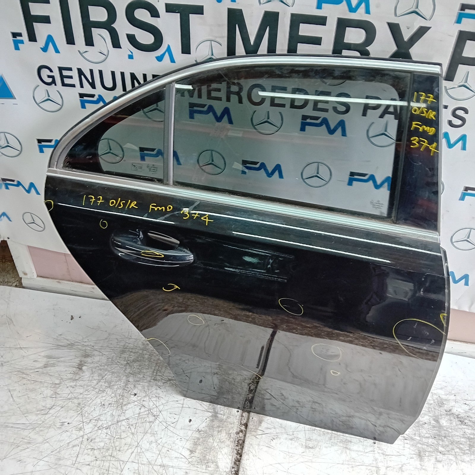 MERCEDES A-CLASS W177 DRIVER REAR DOOR OSR BLACK 2018 ON COMPLETE FMD374