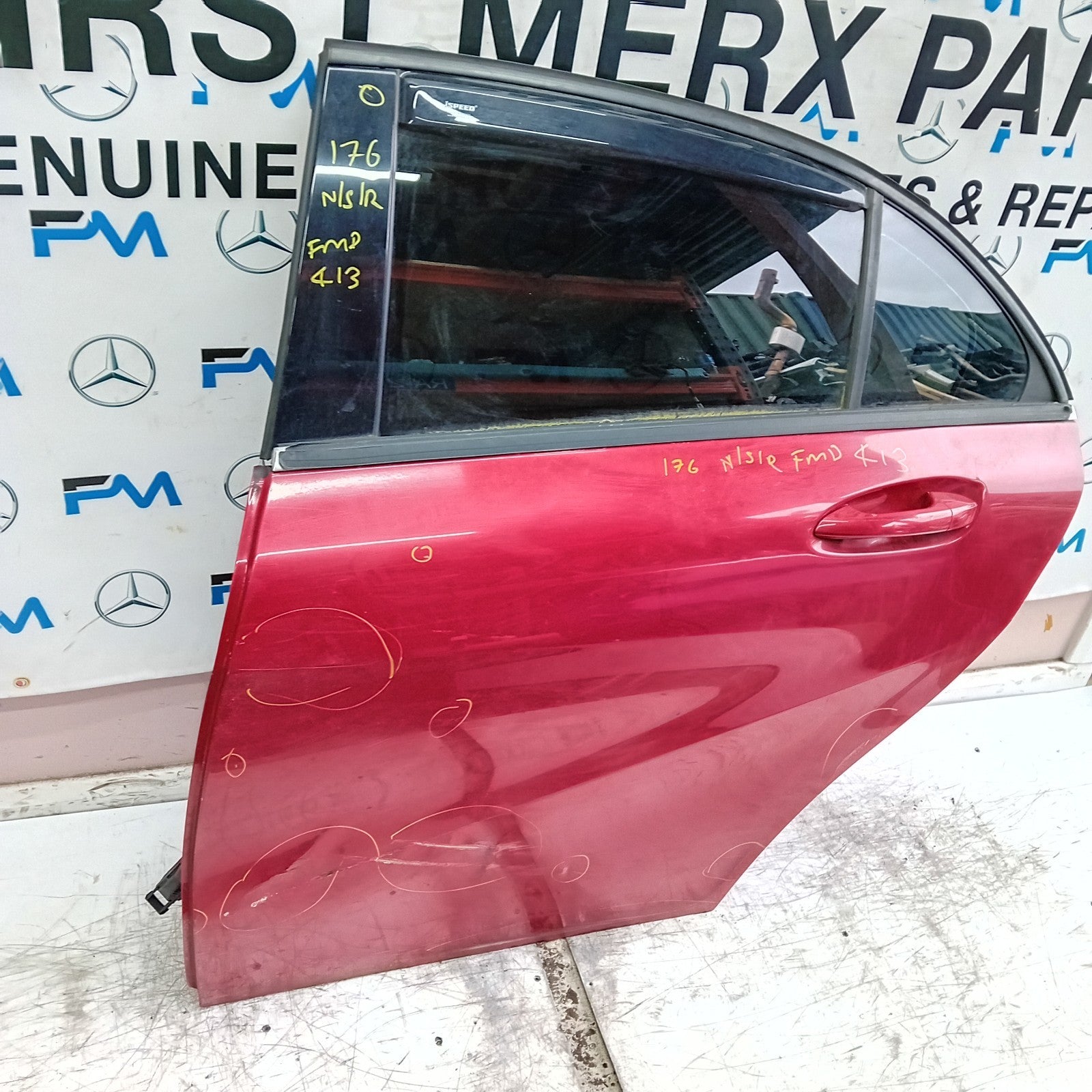 MERCEDES A-CLASS W176 PASSENGER REAR DOOR NSR RED COMPLETE 2012-18 FMD413
