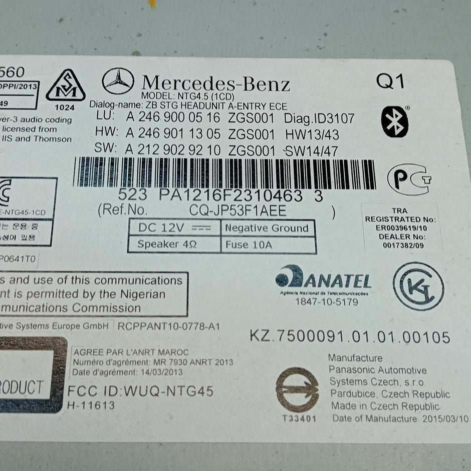 MERCEDES B-CLASS W246 STEREO SAT NAV SYSTEM A2469000516 2012-2019 FM001511