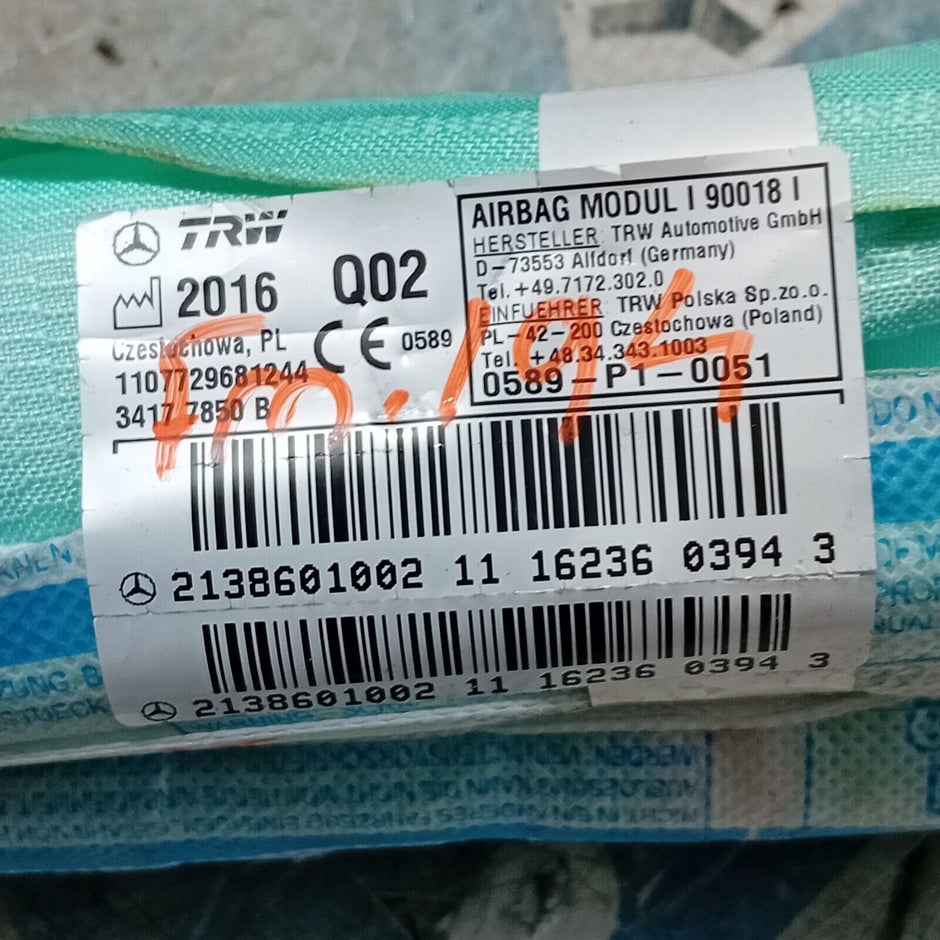 2021-2024 MERCEDES E CLASS  AIR BAG PASSENGER NEAR SIDE LEFT 2138600902 FM194