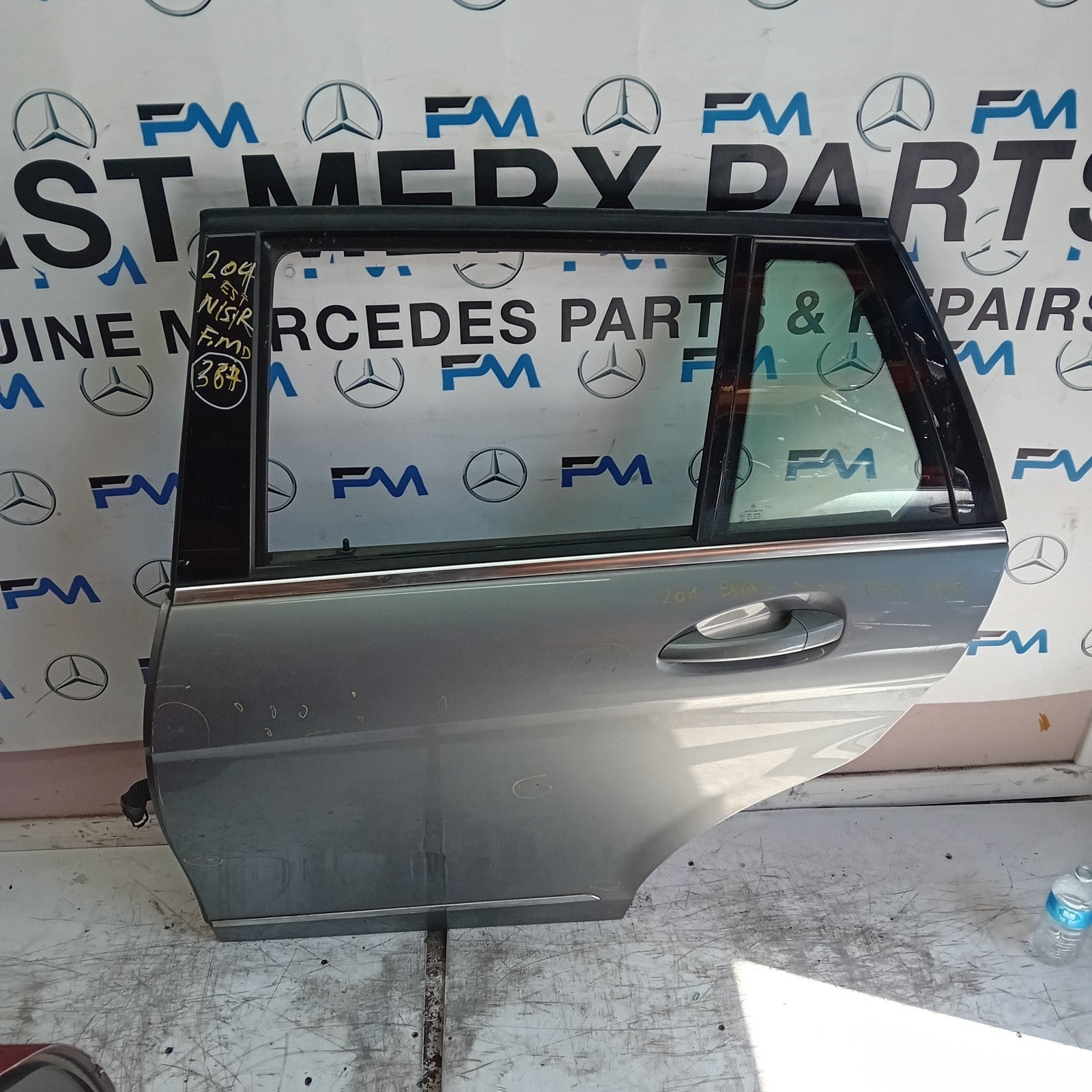 MERCEDES C-CLASS S204 EST PASSENGER REAR DOOR NSR 2014 ON SILVER COMPLETE FMD367