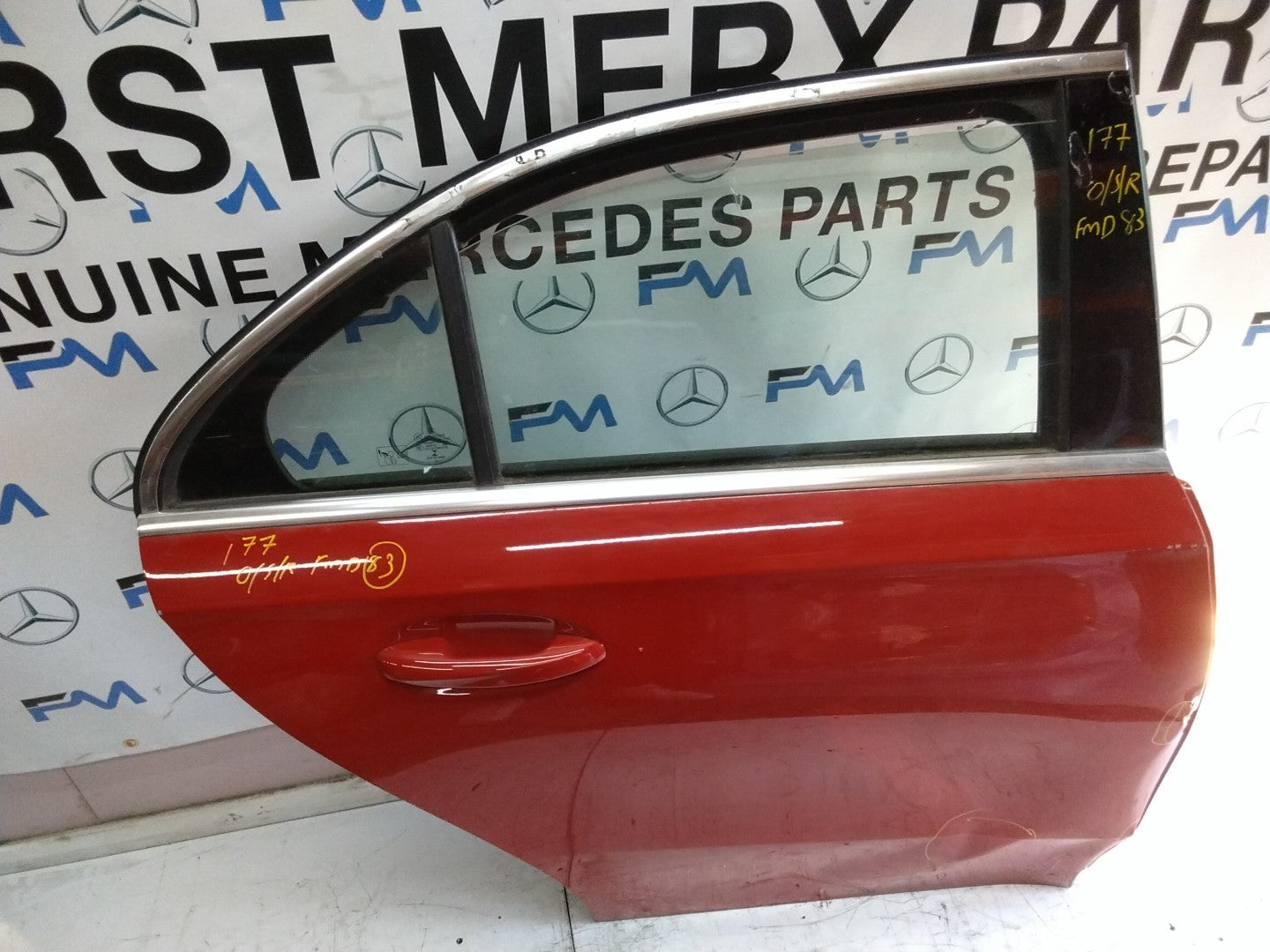 MERCEDES BENZ A-CLASS W177 DRIVER SIDE REAR DOOR O/S/R COMPLETE RED FMD83