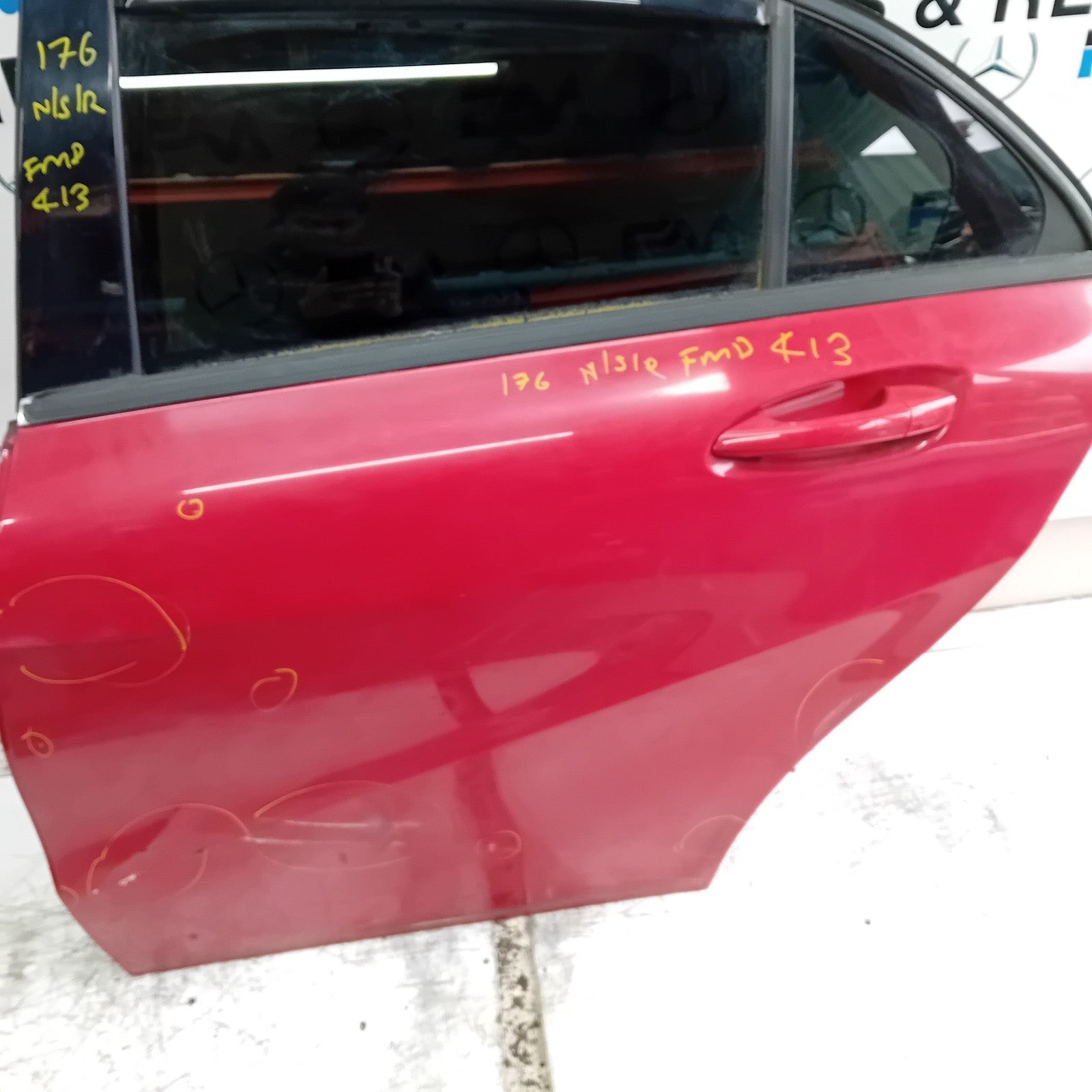 MERCEDES A-CLASS W176 PASSENGER REAR DOOR NSR RED COMPLETE 2012-18 FMD413