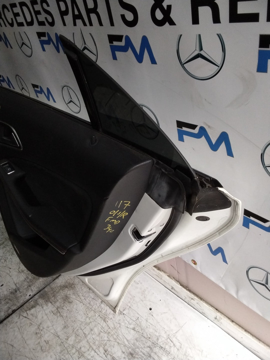 MERCEDES CLA W117 SLN DRIVER REAR DOOR OSR WHITE 2013-19 COMPLETE FMD340