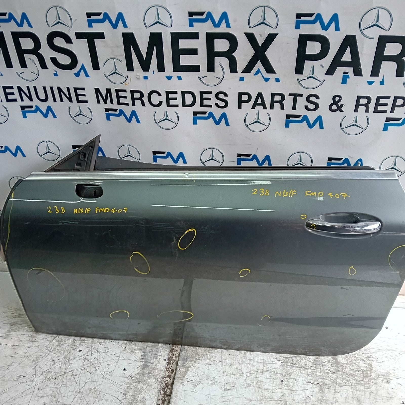 MERCEDES E-CLASS W238 PASSENGER FRONT DOOR NSF 2016 ON GREY COMPLETE FMD407