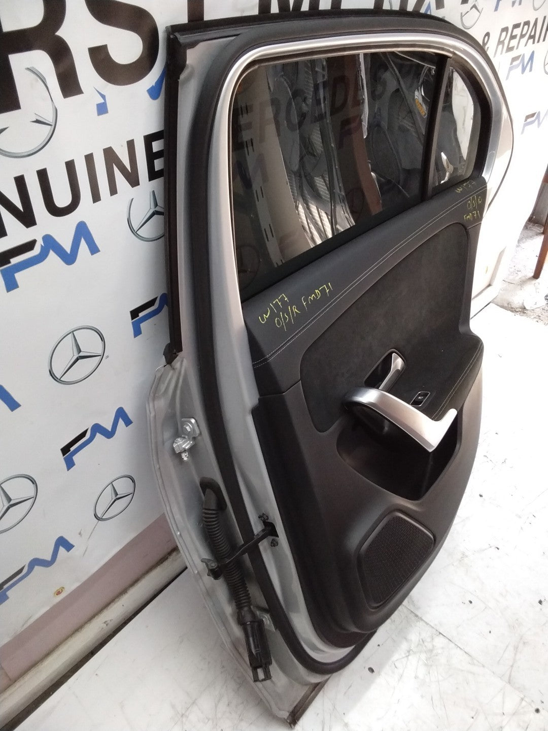 MERCEDES BENZ A-CLASS W177 DRIVER SIDE REAR DOOR O/S/R COMPLETE SILVER FMD71