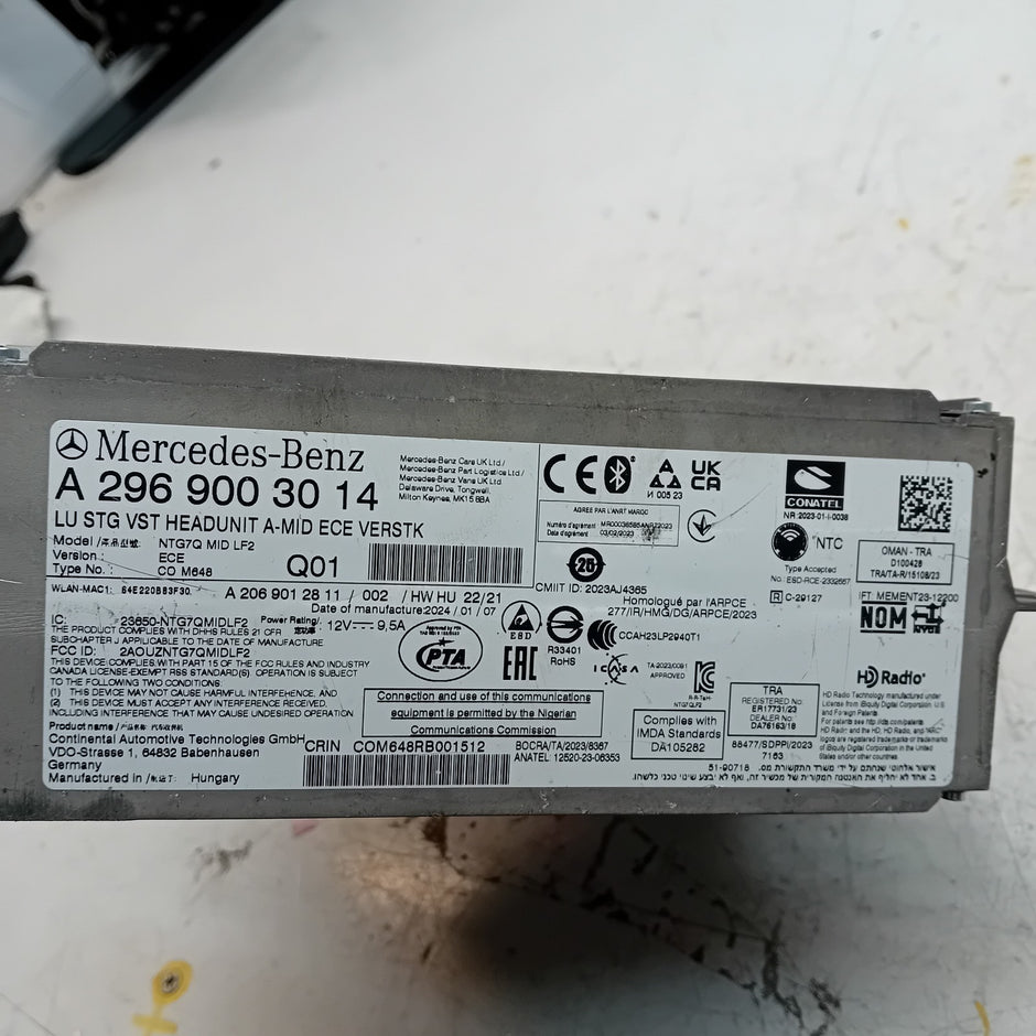 MERCEDES BENZ C CLASS W206 HEAD UNIT A MID ECE VERSTK A2969003014 FM001204