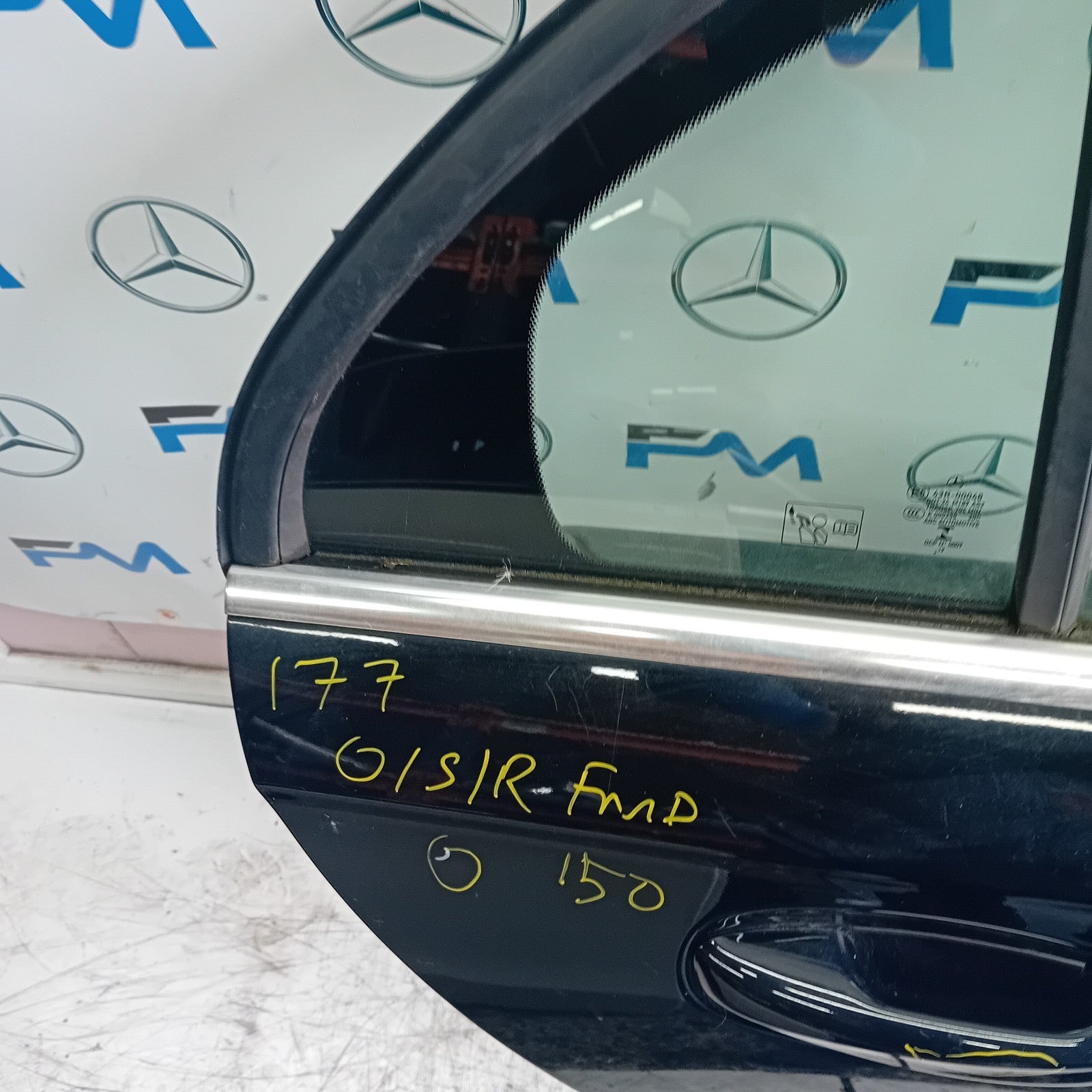 MERCEDES BENZ A-CLASS W177 DRIVER SIDE REAR DOOR O/S/R BLACK  COMPLETE FMD150