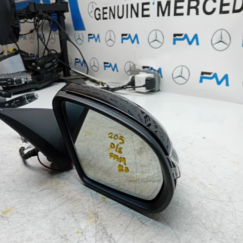 MERCEDES BENZ  C-CLASS W205 DRIVER WING MIRROR OS BLACK PL A2058104402 FMM80