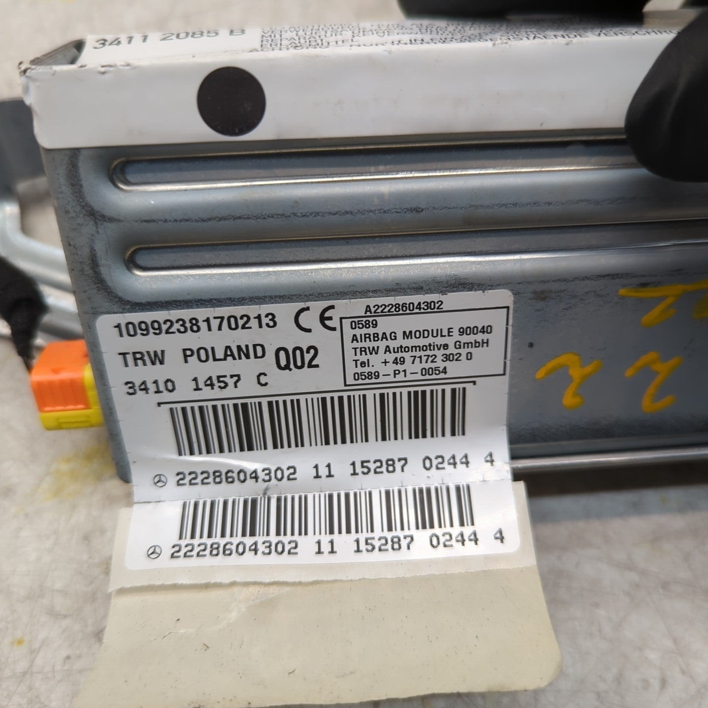 MERCEDES  S-CLASS W222 PASSENGER REAR SIDE  AIRBAG MODULE A2228604302 FM001422