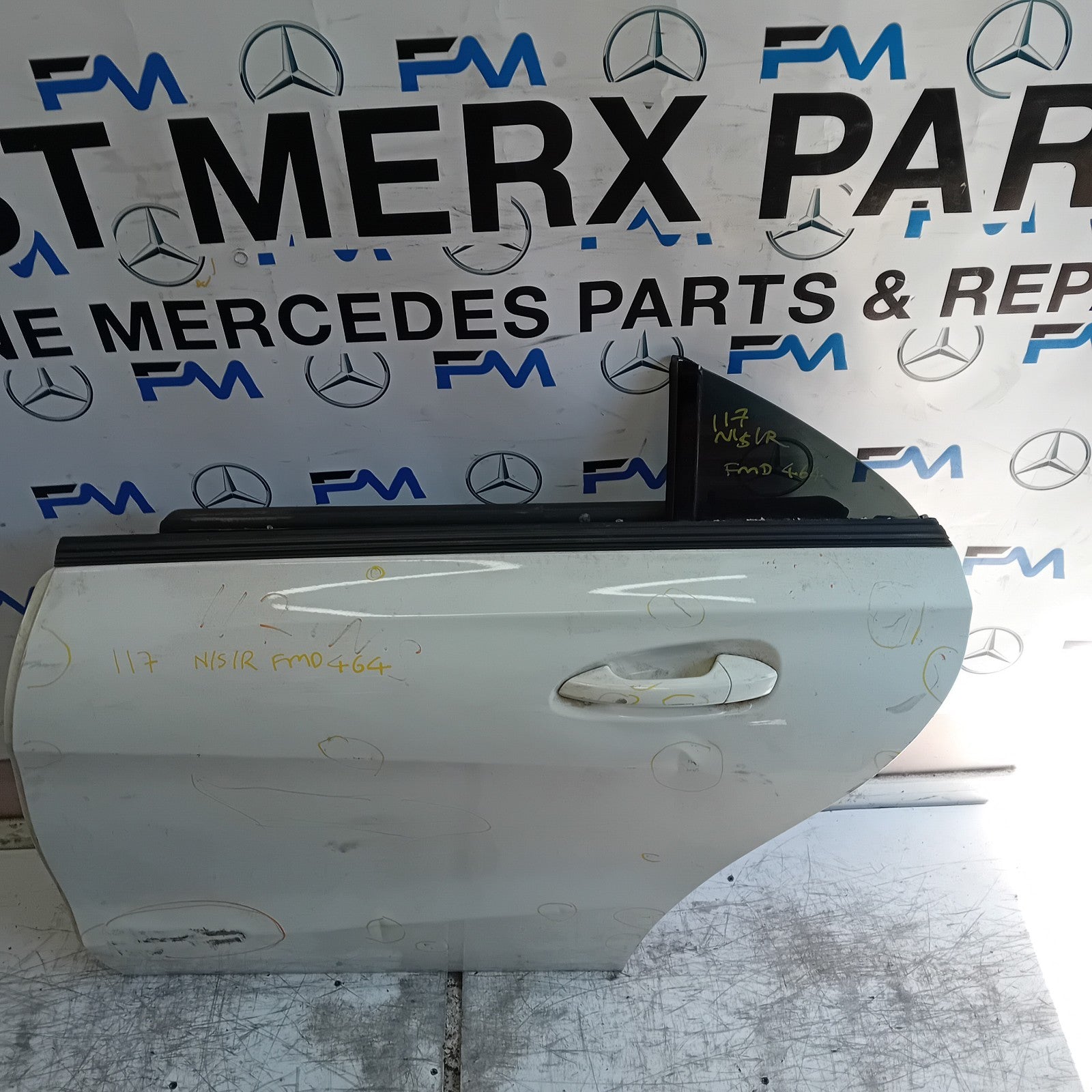MERCEDES CLA W117 PASSENGER REAR DOOR NSR WHITE 2013-19 COMPLETE FMD464