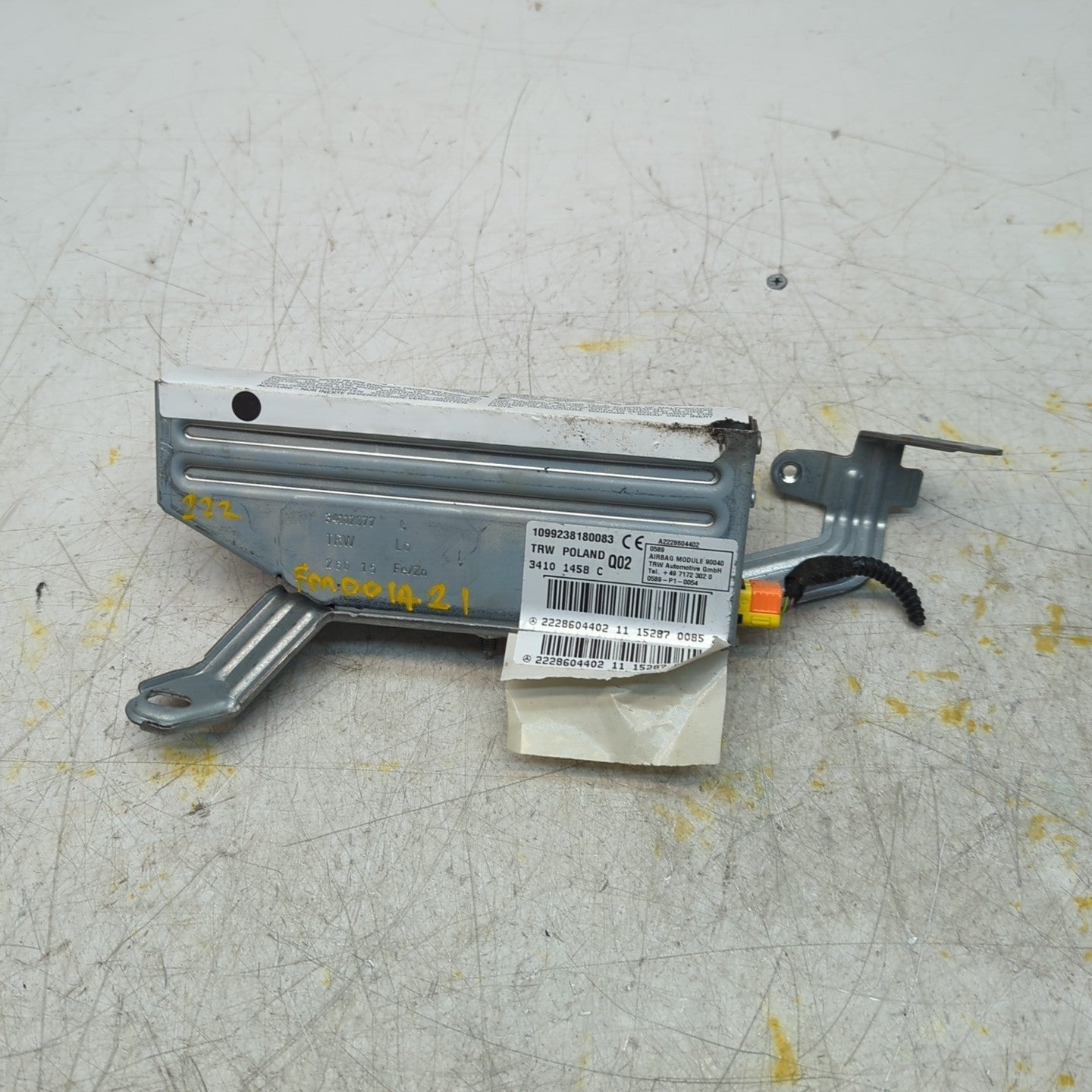MERCEDES  S-CLASS W222 DRIVER REAR SIDE  AIRBAG MODULE A2228604402 FM001421