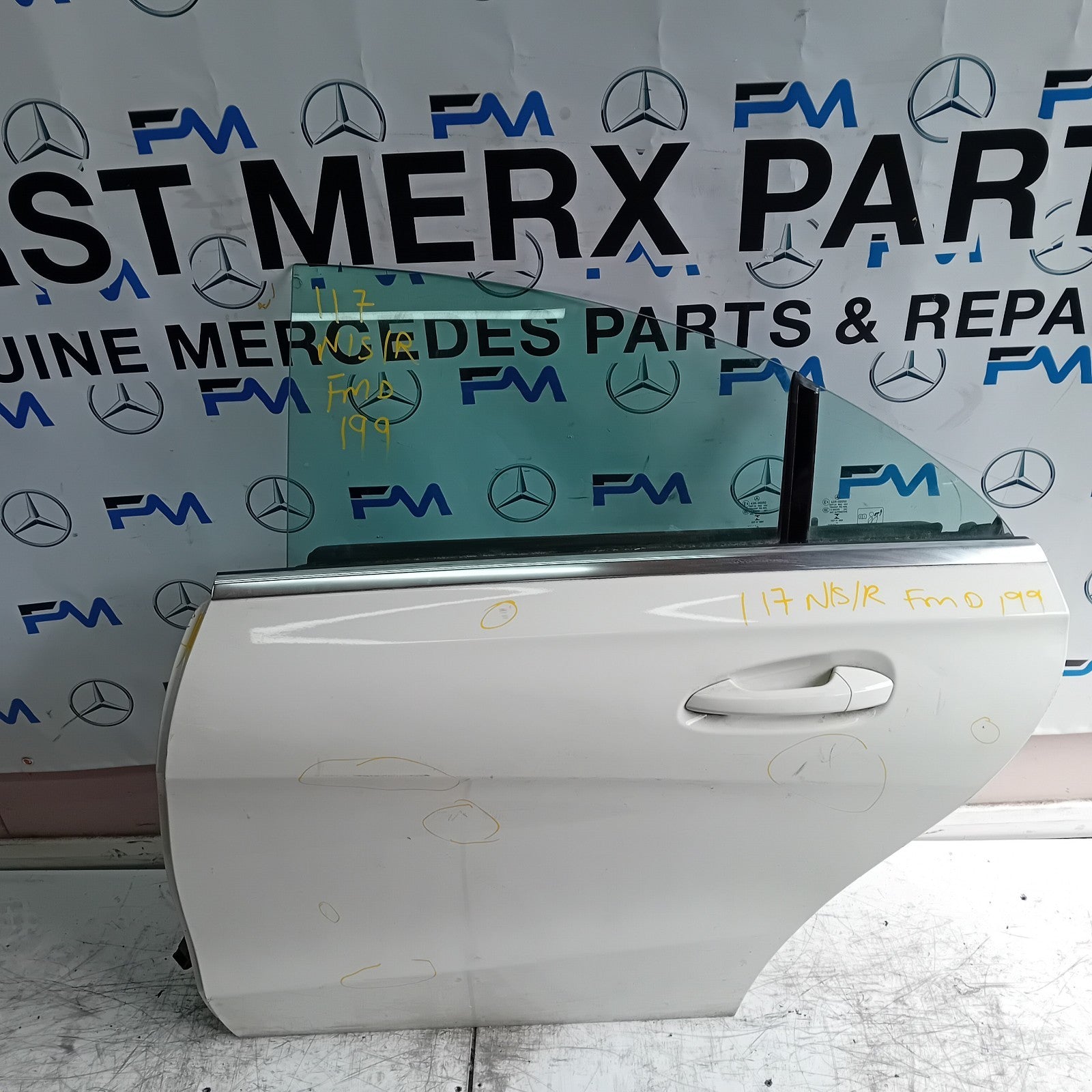 MERCEDES BENZ CLA W117 PASSENGER REAR DOOR NSR WHITE 2013-19 COMPLETE FMD199