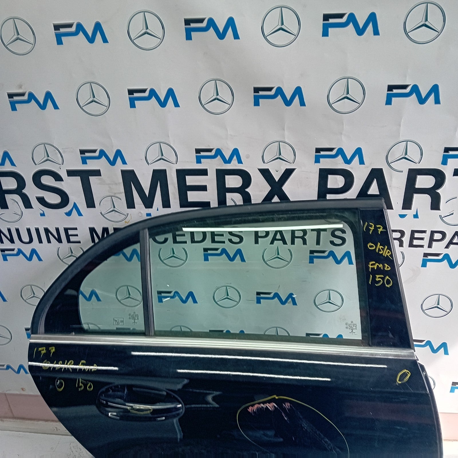 MERCEDES BENZ A-CLASS W177 DRIVER SIDE REAR DOOR O/S/R BLACK  COMPLETE FMD150