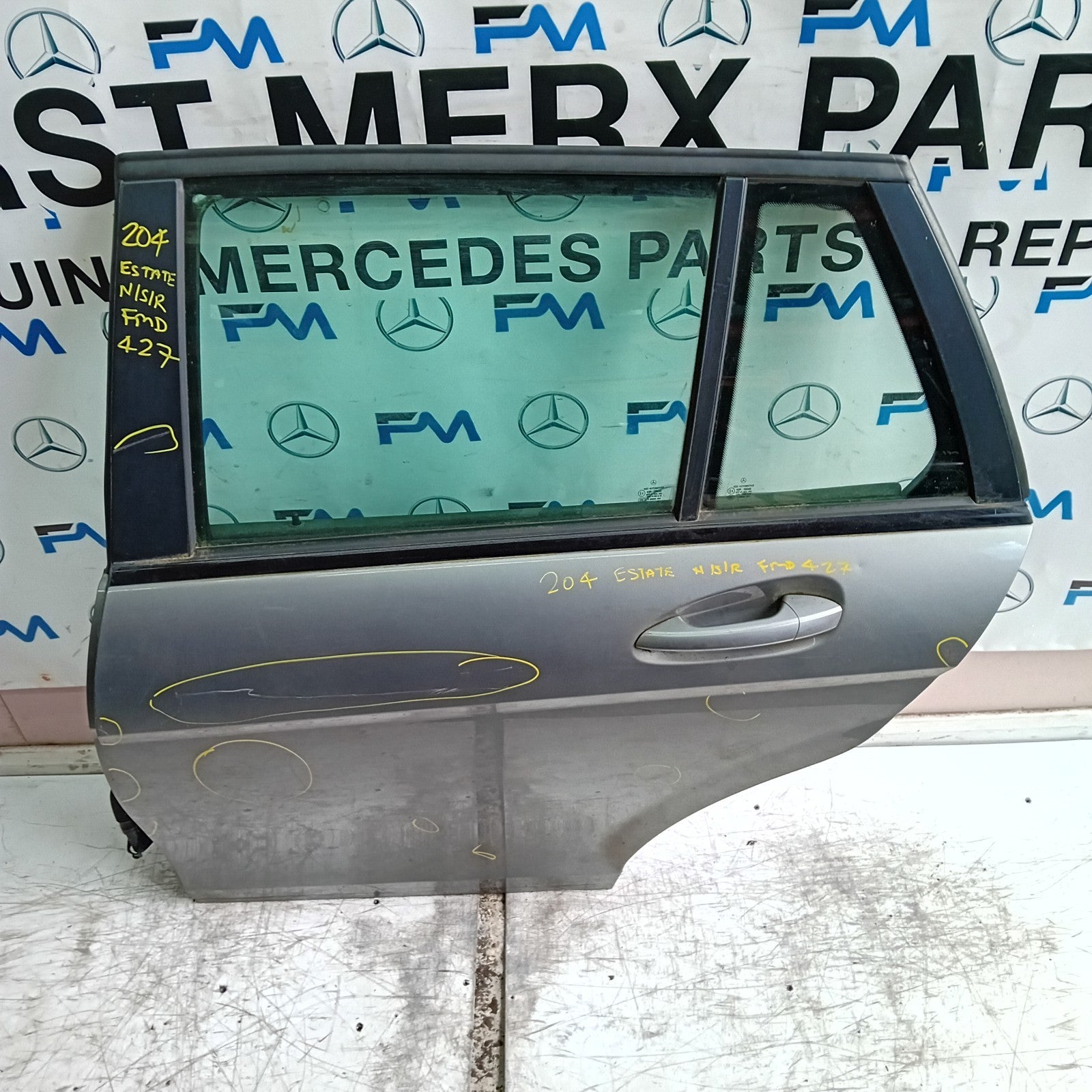 MERCEDES C-CLASS W204 EST PASSENGER REAR DOOR NSR GREY 2008-14 COMPLETE FMD427