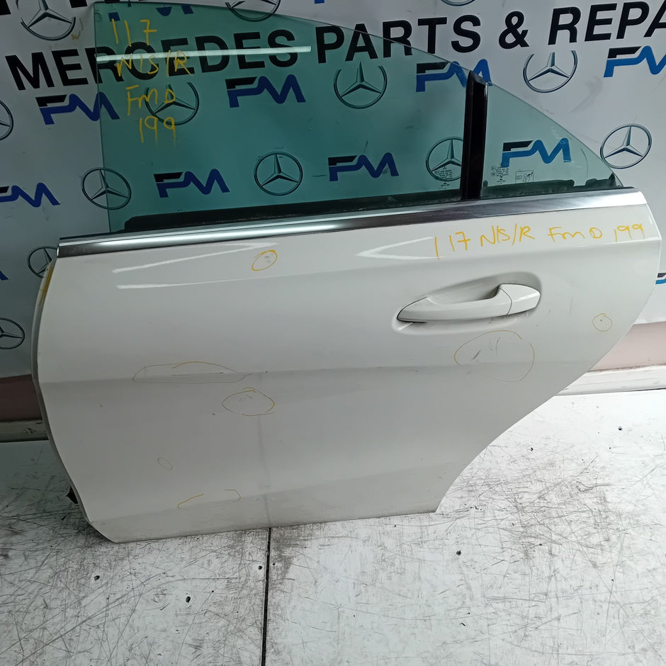 MERCEDES BENZ CLA W117 PASSENGER REAR DOOR NSR WHITE 2013-19 COMPLETE FMD199