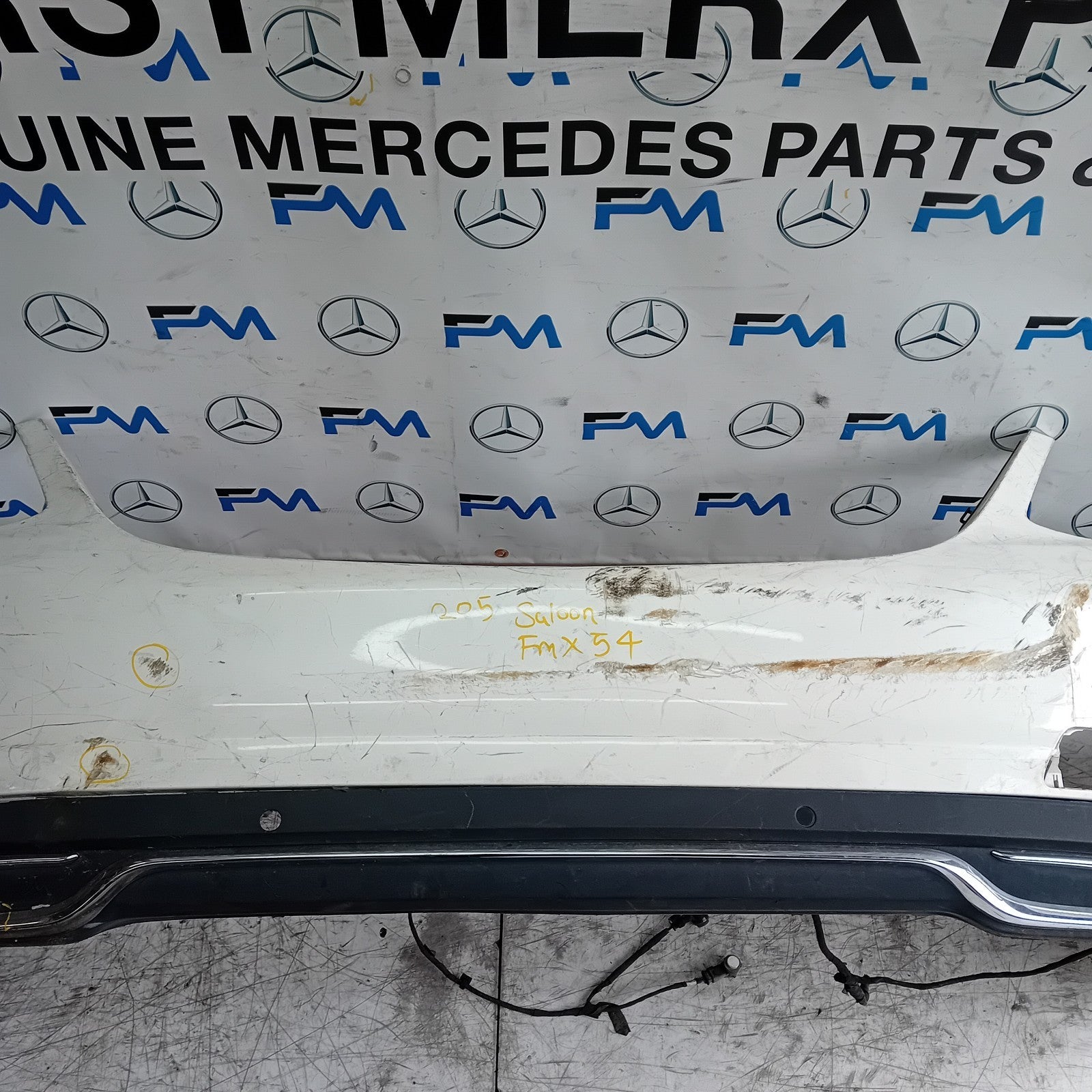 MERCEDES BENZ C-CLASS W205 SLN REAR BUMPER 2015 WHITE A2058850138 FMX54