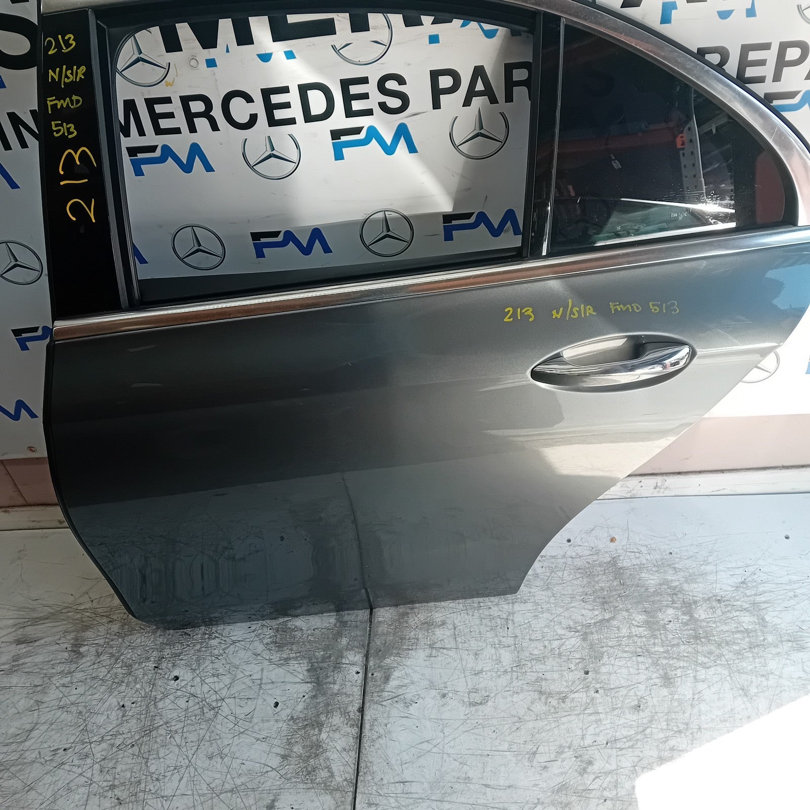 MERCEDES E-CLASS W213 PASSENGER REAR DOOR NSR 2016 ON GREY COMPLETE  FMD513