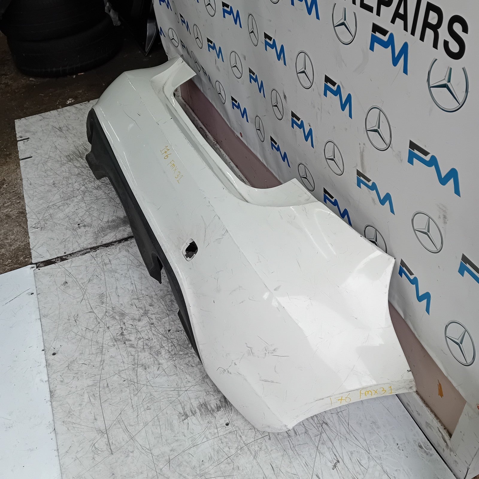 MERCEDES BENZ A-CLASS W176 REAR BUMPER 2012-18 A1768850125 WHITE FMX31