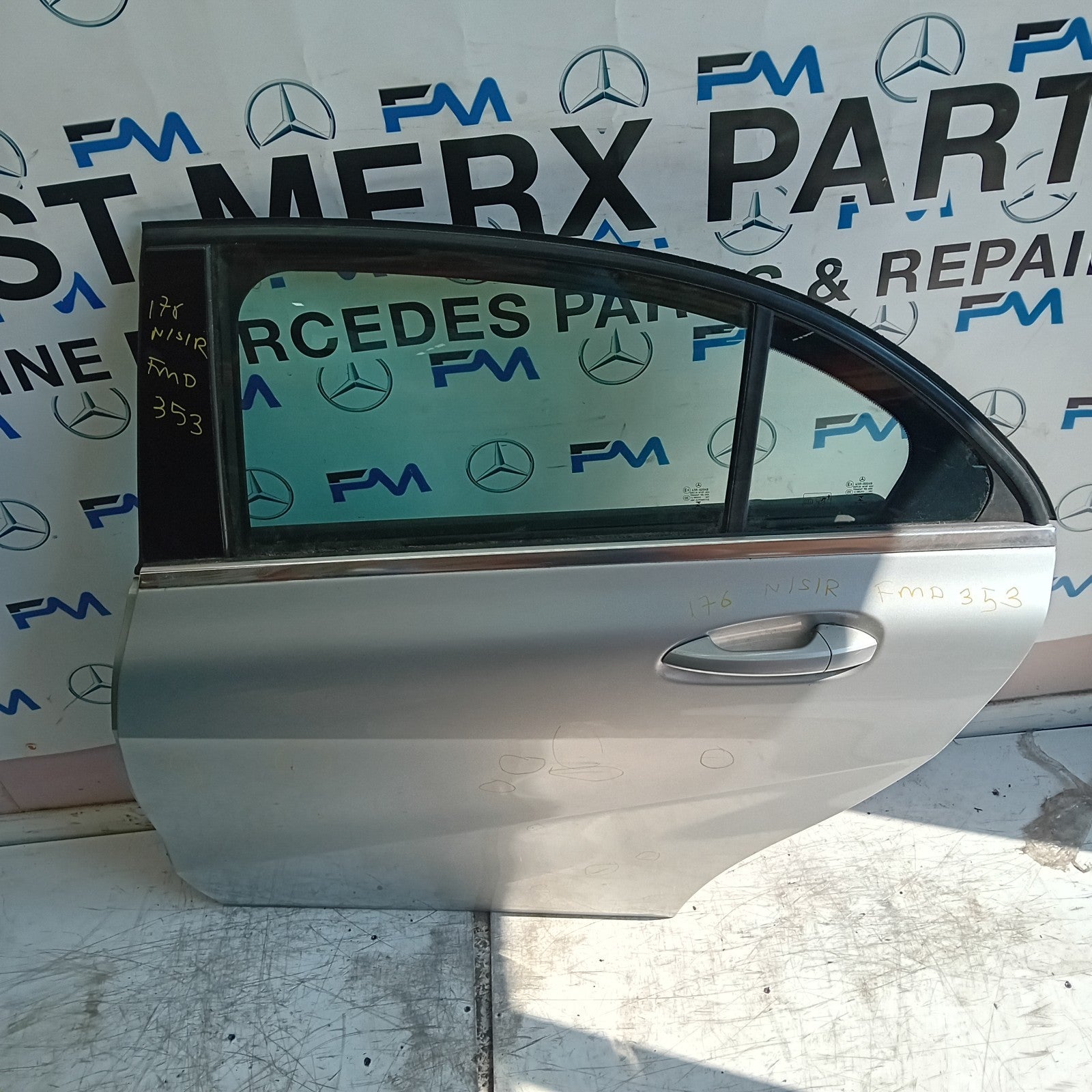 MERCEDES A-CLASS W176 PASSENGER REAR DOOR NSR SILVER 2012-18 COMPLETE FMD353