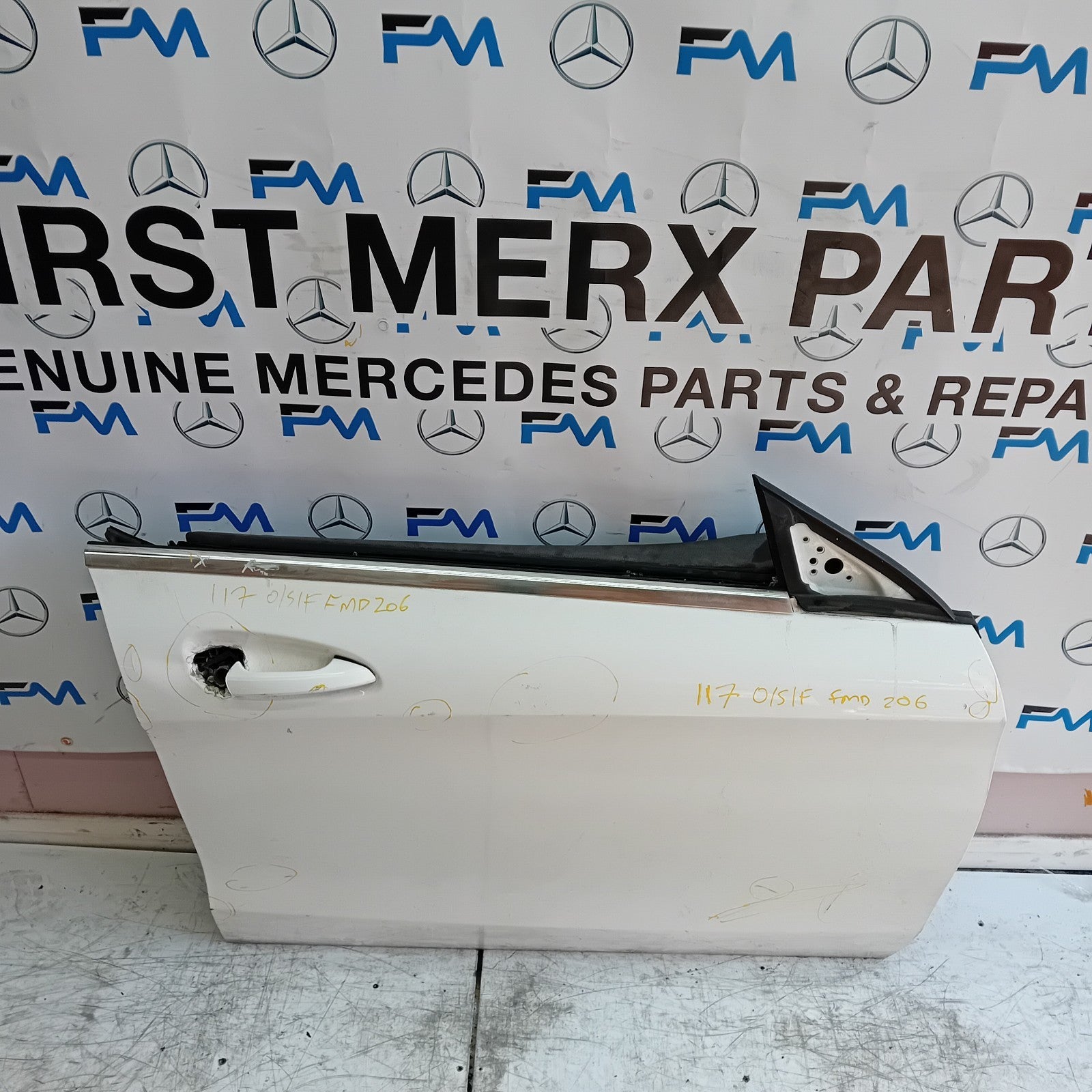 MERCEDES BENZ CLA W117 COUPE DRIVER FRONT DOOR OSF WHITE 2013- 2019 FMD206